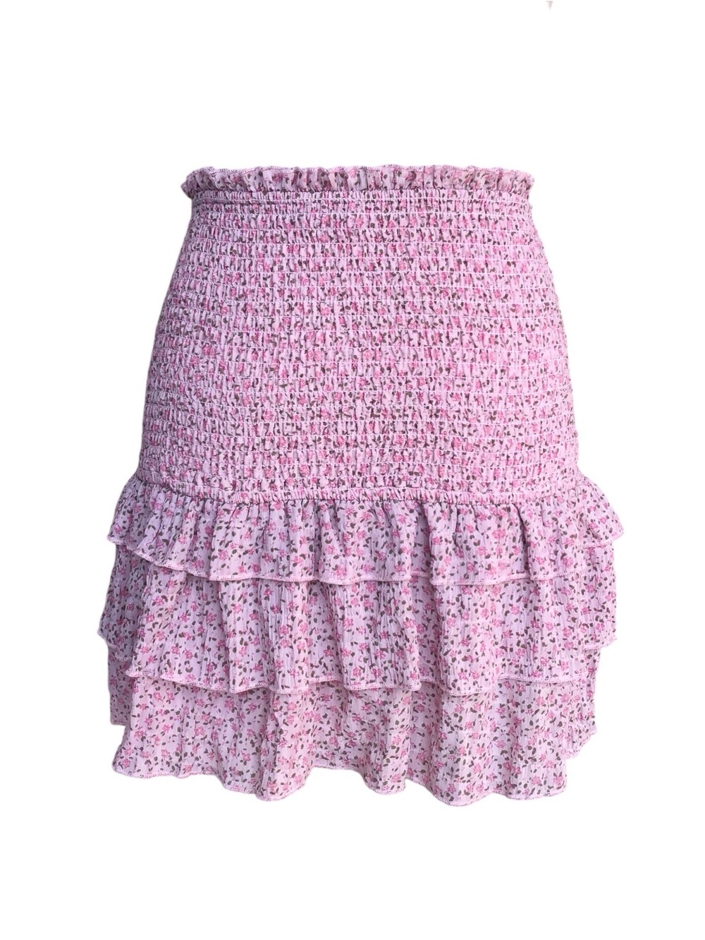 Storia Pink Floral Ruffle Mini Skirt Size Small
